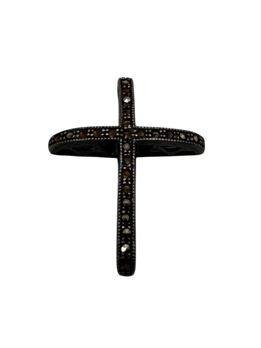Sterling Silver Marcasite Cross Pendant Charm 5g Vintage Religious Jewelry READ - Picture 8 of 14